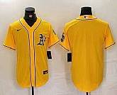 Men's Oakland Athletics Blank Yellow Cool Base Stitched Baseball Jersey,baseball caps,new era cap wholesale,wholesale hats